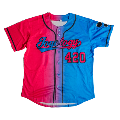 Front of 420 Joyology baseball jersey