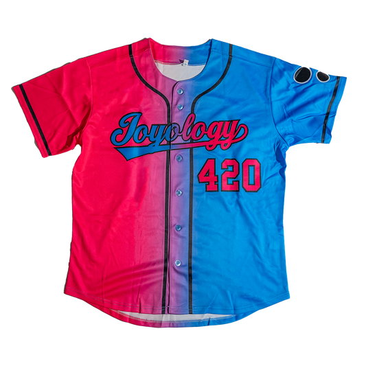 Front of 420 Joyology baseball jersey